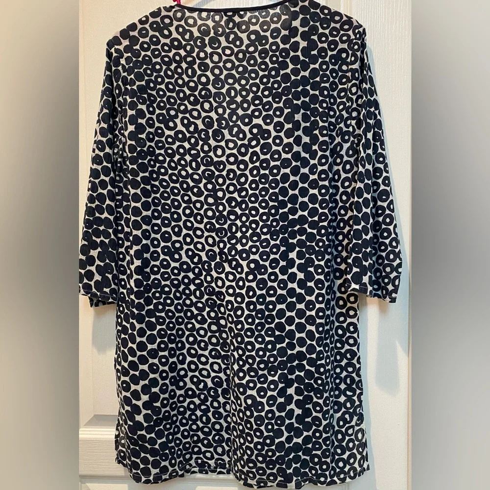 J.Crew Ultralight Weight Navy & Cobalt Blues Batik Circle Pattern Tunic